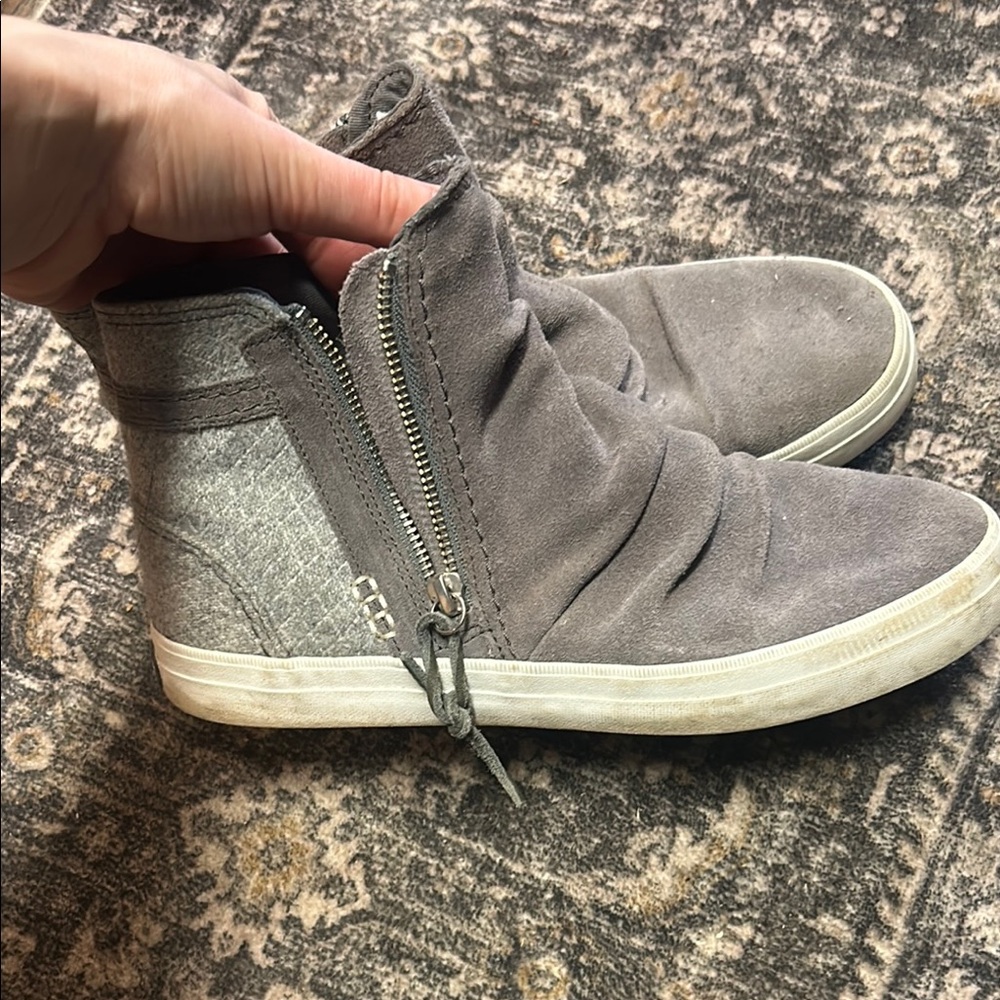 Women's Gray Suede High-Top Sneakers